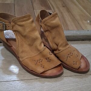 Miz Mooz Tan Perforated Sandals